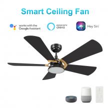 Carro USA VS525B6-L12-B2-1G - Savili 52'' Smart Ceiling Fan with Remote, Light Kit Included?Works with Google Assistant an
