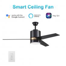  VWGS-523A-L11-B2-1G - Raiden 52-inch Indoor Smart Ceiling Fan with LED Light Kit and Wall Control, Works with Google Assis