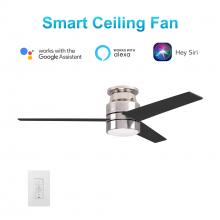 Carro USA VWGS-523B-L11-S2-1 - Raiden 52-inch Indoor Smart Ceiling Fan with LED Light Kit and Wall Control, Works with Google Assis