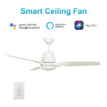 Carro USA VWGS-523F-L12-W1-1 - Eunoia 52-inch Smart Ceiling Fan with wall control, Light Kit Included, Works with Google Assistant,