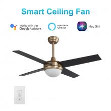 Carro USA VWGS-524C-L11-G2-1 - Neva 52-inch Smart Ceiling Fan with wall control, Light Kit Included, Works with Google Assistant, A