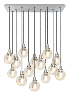  CH56014CKSN - Chandelier 14 Light Rectangular Canopy with Crackle Globe fixtures