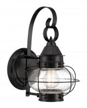  1323-BL-SE - Cottage Onion Outdoor Wall Light - Black with Seeded Glass