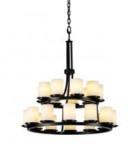  FSN-8767-10-OPAL-MBLK-LED21-14700 - Dakota 21-Light 2-Tier Ring LED Chandelier