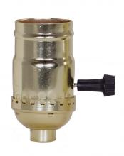  80/1008 - 3 Terminal (2 Circuit) Turn Knob Socket With Removable Knobs; 1/8 IPS; Aluminum; Brite Gilt Finish;