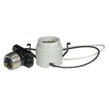  80/1212 - Keyless Porcelain Socket With Adapter And Double Snap-In Clip; 10" AWM B/W 150C Leads, CSSNP