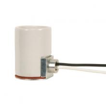  80/1445 - Keyless Porcelain Socket With Side Mount Bushing; 12" AWM B/W 105C Leads; 1/8 IPS; CSSNP Screw