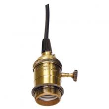  80/2273 - On/Off Lampholder; 4 Piece Stamped Solid Brass; Prewired; Uno Ring; 6 Foot 18/2 SVT Black Cord;