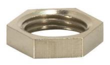  90/1385 - Brass Hexagon Locknut; 1/8 IP; 1/2" Hexagon; 1/8" Thick; Nickel Plated Finish