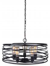  IPL411B05BK22 - Ryland 5 Light Pendant, Black Finish