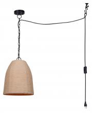 Canarm IPL2113B01BKR - MALMO, MBK/Rope Color, 1 Lt Cord Pendant, 60W Type A