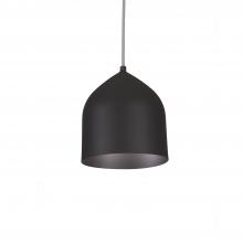  49108-BK/BK - Helena 8-in Black/Black 1 Light Pendant