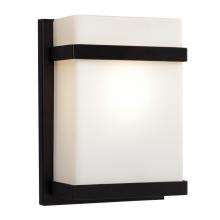  215580BK - 1-Light Outdoor/Indoor Wall Sconce - Black with Satin White Glass