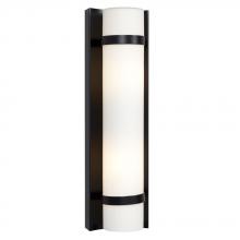  215661BK - 2-Light Outdoor/Indoor Wall Sconce - Black with Satin White Cylinder Glass