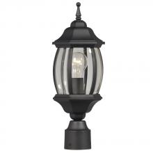  301093 BLK - Outdoor Cast Aluminum Post Lantern - Black w/ Clear Beveled Glass