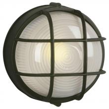  305012 BLK - Cast Aluminum Marine Light with Guard - Black w/ Frosted Glass