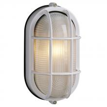  L305014WH007A2 - LED Outdoor Cast Aluminum Marine Light with Guard - in White finish with Frosted Glass (Wall or Ceil