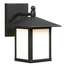  312680BK - Outdoor Lantern - Black w/ Marbled White Glass