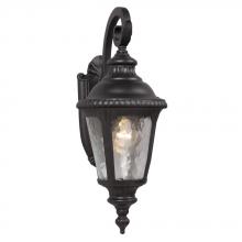  320480BK - 1-Light Outdoor Wall Mount Lantern - Black with Clear Water Glass