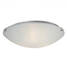  L615294CH010A1 - LED Flush Mount Ceiling Light- in Polished Chrome finish with Striped Patterned Satin White Glass