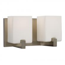  710282BN - 2-Light Vanity Light - Brushed Nickel with Square White Opal Glass Shades