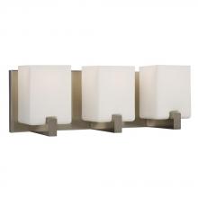  710283BN - 3-Light Vanity Light - Brushed Nickel with Square White Opal Glass Shades