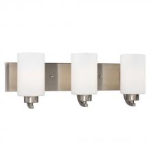  718733BN - 3-Light Vanity in Brushed Nickel with Satin White Glass