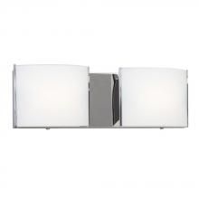  723307CH - 2-Light Vanity Chrome with Curved Satin White Glass Shades