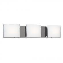  723308CH - 3-Light Vanity Chrome with Curved Satin White Glass Shades