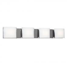  723309CH - 4-Light Vanity Chrome with Curved Satin White Glass Shades