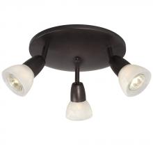  753703OBZ/MB - Three Light Halogen Ceiling Pan - Old Bronze w/ Marbled Glass