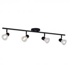  753914BK/FR - Four Light Halogen Track Light - Black w/ Frosted Glass