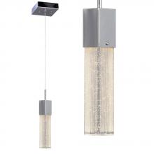  L914704CH - LED Mini Pendant (5W, Dimmable) - Polished Chrome & Clear Crystal Bubble Glass w/ Linear Details