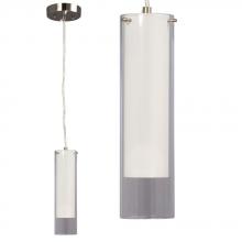  915370BN/WH - 1-Light Mini Pendant - Brushed Nickel with Satin White Inner Glass & Clear Outer Glass