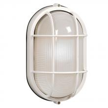  L305013WH012A1 - LED Outdoor Cast Aluminum Marine Light with Guard - in White finish with Frosted Glass (Wall or Ceil