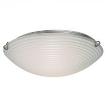  L615293CH010A1 - LED Flush Mount Ceiling Light- in Polished Chrome finish with Striped Patterned Satin White Glass