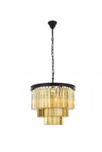  1201D20MB-GT/RC - Sydney 9 Light Matte Black Chandelier Golden Teak (Smoky) Royal Cut Crystal