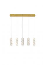  3500D5G - Polaris LED Light Gold Pendant Clear Royal Cut Crystal