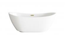  BT10362GW-BGD - 62 inch Soaking Bathtub in Glossy White with Brushed Gold Trim