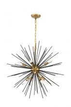  LD5038D30BK - Timber 8 Light Brass and Black Pendant