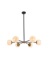  LD643D36BRK - Briggs 36 Inch Pendant in Black and Brass with White Shade