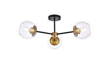  LD648F26BRK - Briggs 26 Inch Flush Mount in Black and Brass with Clear Shade