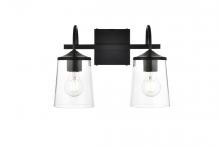  LD7313W14BLK - Avani 2 Light Black and Clear Bath Sconce