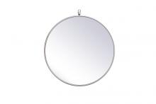  MR4721S - Metal Frame Round Mirror with Decorative Hook 21 Inch in Silver