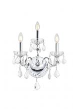  V2015W3C/RC - St. Francis 3 Light Chrome Wall Sconce Clear Royal Cut Crystal