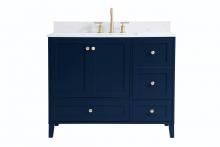  VF18042BL-BS - 42 Inch Single Bathroom Vanity in Blue with Backsplash