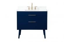  VF41036MBL-BS - 36 Inch Bathroom Vanity in Blue with Backsplash