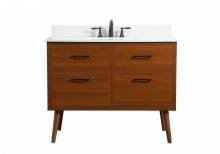  VF41042MTK-BS - 42 Inch Single Bathroom Vanity in Teak with Backsplash