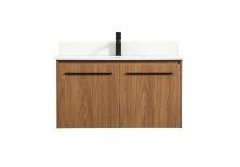  VF44536WB-BS - 36 Inch Single Bathroom Vanity in Walnut Brown with Backsplash