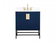  VF48830MBL-BS - 30 Inch Single Bathroom Vanity in Blue with Backsplash